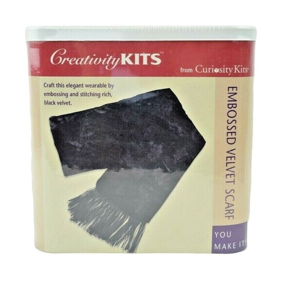 Curiosity Kits Embossed Black Velvet Scarf Creativity Kit New - Picture 1 of 5